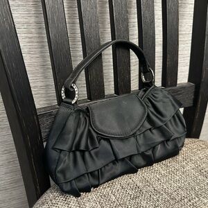 Kate Landry Black Ruffled Clutch